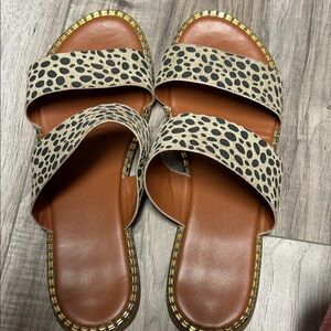 SHEIN Tan and Black Patterned Sandals